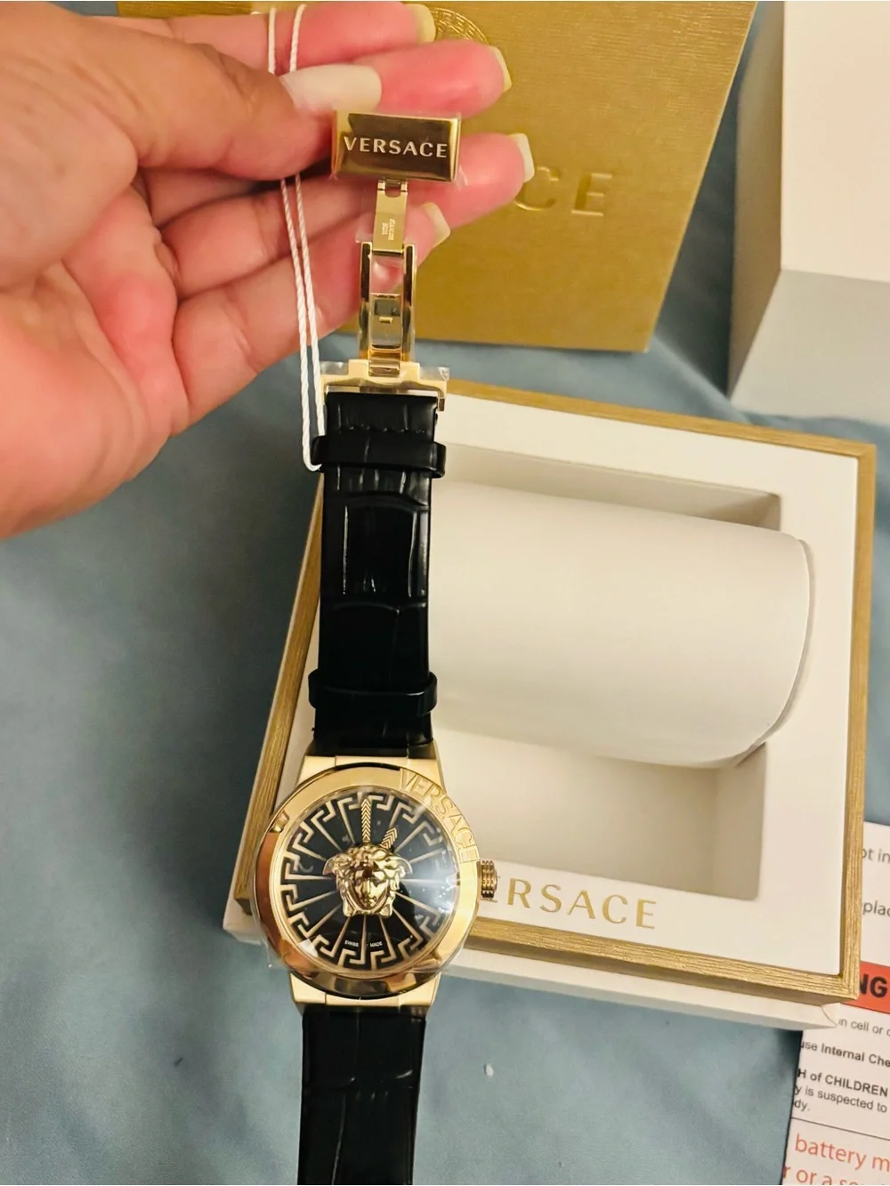 Versace Men's Gold and Black Medusa Motif Watch